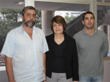 A coordenadora da CVEST, profa. Marta de Souza Lima Velasco, e equipe: Paulo dos Santos Albuquerque e Vitor dos Santos Damiani.