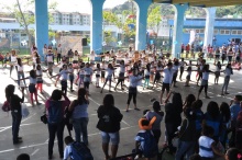 Apresentação de uma das atividades com os alunos do projeto. Fotógrafo Jorge Paulo. Acervo do Projeto Comunicar.