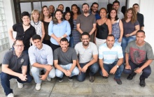 O Decano do Centro Técnico Científico, Prof. Luiz Alencar Reis da Silva Mello, e equipe. Fotógrafo Antônio Albuquerque. Acervo Núcleo de Memória.