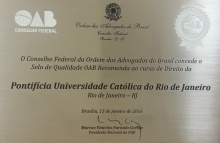 Placa com o selo de qualidade OAB.
