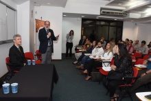 Abertura do Seminário, com o Prof. Jorge Calmon de Almeida Biolchini (MED) e o Decano do CCBS, Prof. Hilton Koch. Evento realizado no auditório do IAG. Fotógrafo Antônio Albuquerque.
