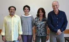 O Decano do Centro de Teologia e Ciências Humanas, Prof. Júlio Cesar Valladão Diniz, e os coordenadores setoriais. Fotógrafo Antônio Albuquerque. Acervo Núcleo de Memória.