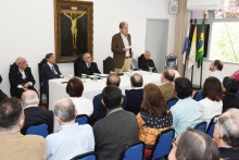 Discurso do prof. Tanscheit durante a sua posse. Fotógrafo Antônio Albuquerque.