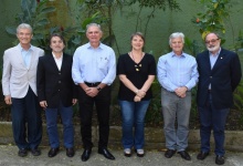 O Decano do Centro de Ciências Biológicas e da Saúde, Prof. Hilton Augusto Koch, e os coordenadores setoriais. Fotógrafo Antônio Albuquerque. Acervo Núcleo de Memória.