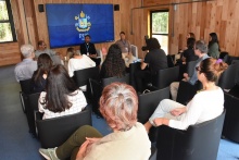 Abertura do encontro, com o Reitor pe. Anderson S.J., no Espaço Francisco. Fotógrafo Antônio Albuquerque.