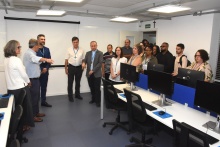 O Reitor pe. Anderson S.J. e vice-reitores em um dos novos espaços. Fotógrafo Antônio Albuquerque.