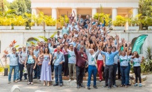 Participantes dos eventos, em frente ao Solar Grandjean de Montigny. Fotógrafo Antônio Albuquerque.