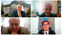 Na parte superior, o Reitor pe. Josafá (à esquerda) e o Vice-Reitor Acadêmico, prof. José Ricardo Bergmann (à direita). Embaixo, os professores Luiz Roberto Cunha (à esquerda) e Francisco de Guimaraens (à direita). Acervo Comunicar.