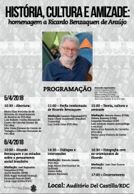 Cartaz do Seminário História, Cultura e Amizade: Homenagem a Ricardo Benzaquen de Araújo
