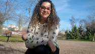 Gabriella Figueiredo, em Pamplona, na Espanha. Acervo pessoal.